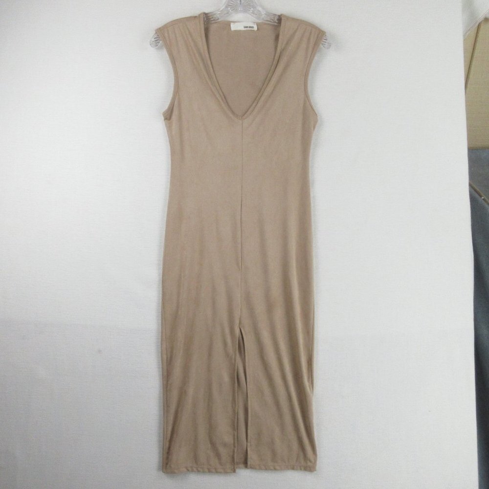 Sans Souchi Faux Suede Bodycon Tan Dress Size M Sleeveless